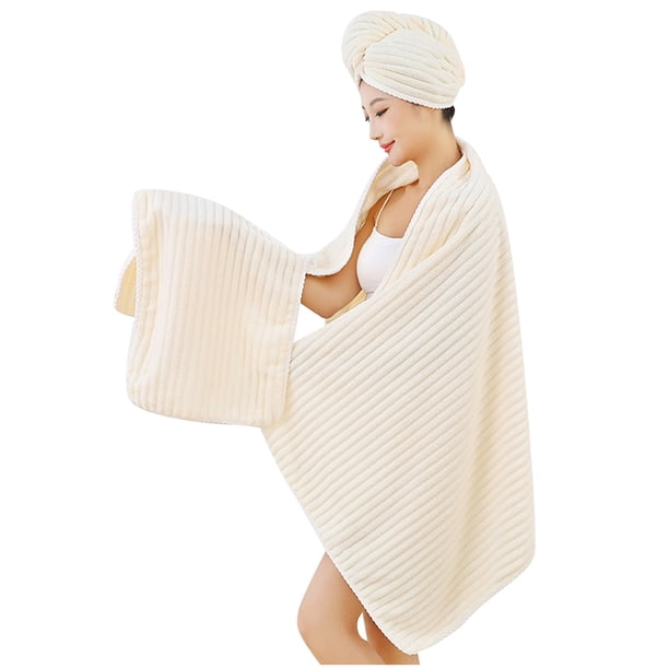 Juego de baño de 3 piezas: toalla de felpa coral, gorro de ducha y toalla de baño. Juego de tres piezas para el hogar. Secado rápido, absorbe el agua, suave y no deja pelusa.