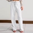 thumbnail image 3 of Women's Fuzzy Lounge Pants Warm Fleece Pajama Long Pants Drawstring Elastic Waist Wide Leg Bottoms, 3 of 16