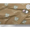 thumbnail image 2 of Soimoi Brown Poly Georgette Fabric Text & Owl Cartoon Print Fabric by the Yard 52 Inch Wide, 2 of 3