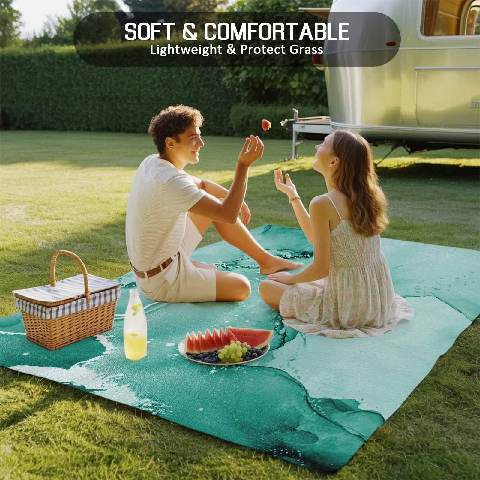 Outdoor Rug 5x8ft Turquoise Marble Large Area Rug Abstract Waves Cloud Indoor Outdoor Carpet Outdoor Rugs Mats for Patio Camping,RV,Front Door, Outside Decor