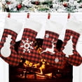 thumbnail image 5 of Plaid Christmas Stockings Personalized, 17.72 Inches Red and Black Buffalo Plaid Christmas Stockings, Farmhouse Christmas Stocking with Plush Faux Fur for Kids Family Christmas Decoration, 5 of 8