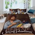 thumbnail image 2 of Bob Ross: El Placer de Pintar Conjunto de sábanas temático, trío de piezas, cómodo y amigable con la piel, diseño único, regalo de decoración para el hogar para familiares, amigos y fans,135X200cm, 2 of 6