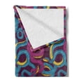 thumbnail image 2 of Animal Soft Flannel Fleece Throw Blanket, Hand Drawn Style Pattern with Snakes Swirled Tangled Bodies Exotic Reptiles, Cozy Plush for Indoor and Outdoor Use, 50" x 70", Plum Blue Yellow, by Ambesonne, 2 of 5