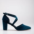 thumbnail image 1 of Sina - Tacones altos con tiras cruzadas altos con tiras cruzadas altos de terciopelo azul verdoso turquesa 23 CM, 1 of 5