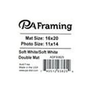 PA Framing Double Mat 16"x 20"/11"x 14" White Core Soft White/Soft White
