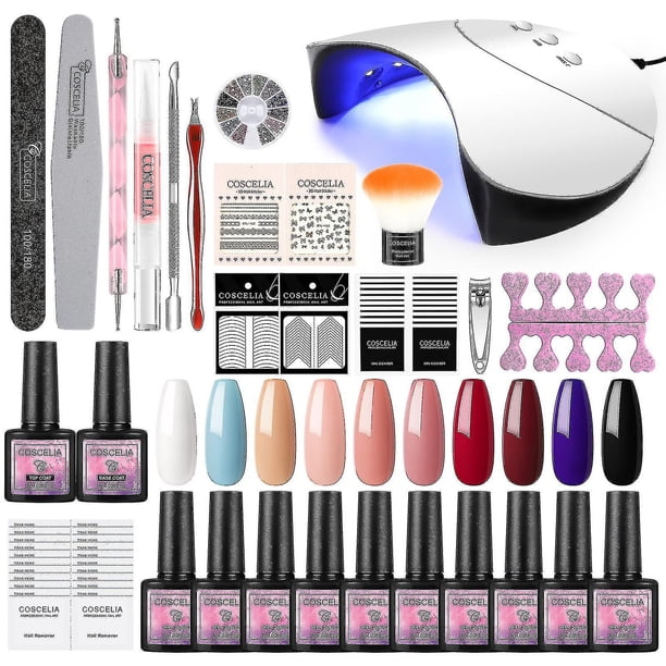 Kit de esmalte de uñas en gel con luz ultravioleta 110w, 10 piezas Cambio de color Cambio de temperatura Esmalte en gel Soak Off Mood Color Collection Base y capa superior Manicura kaili Sencillez