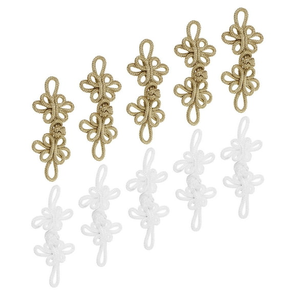 HONMEET 10Pcs Assorted Color Fabric Sewing Fasteners Oval Round Traditional Chinese Frog Closures for Cheongsam Dress