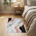 thumbnail image 3 of ODIKA 2'x3' Pink White Black Gold Abstract Gradient Washable Accent Rug Veined Stone Motif Fluid Fade Modern Centered Balance Pet Friendly, Bedside Mat for Bedroom, Nursery, RV, 3 of 7