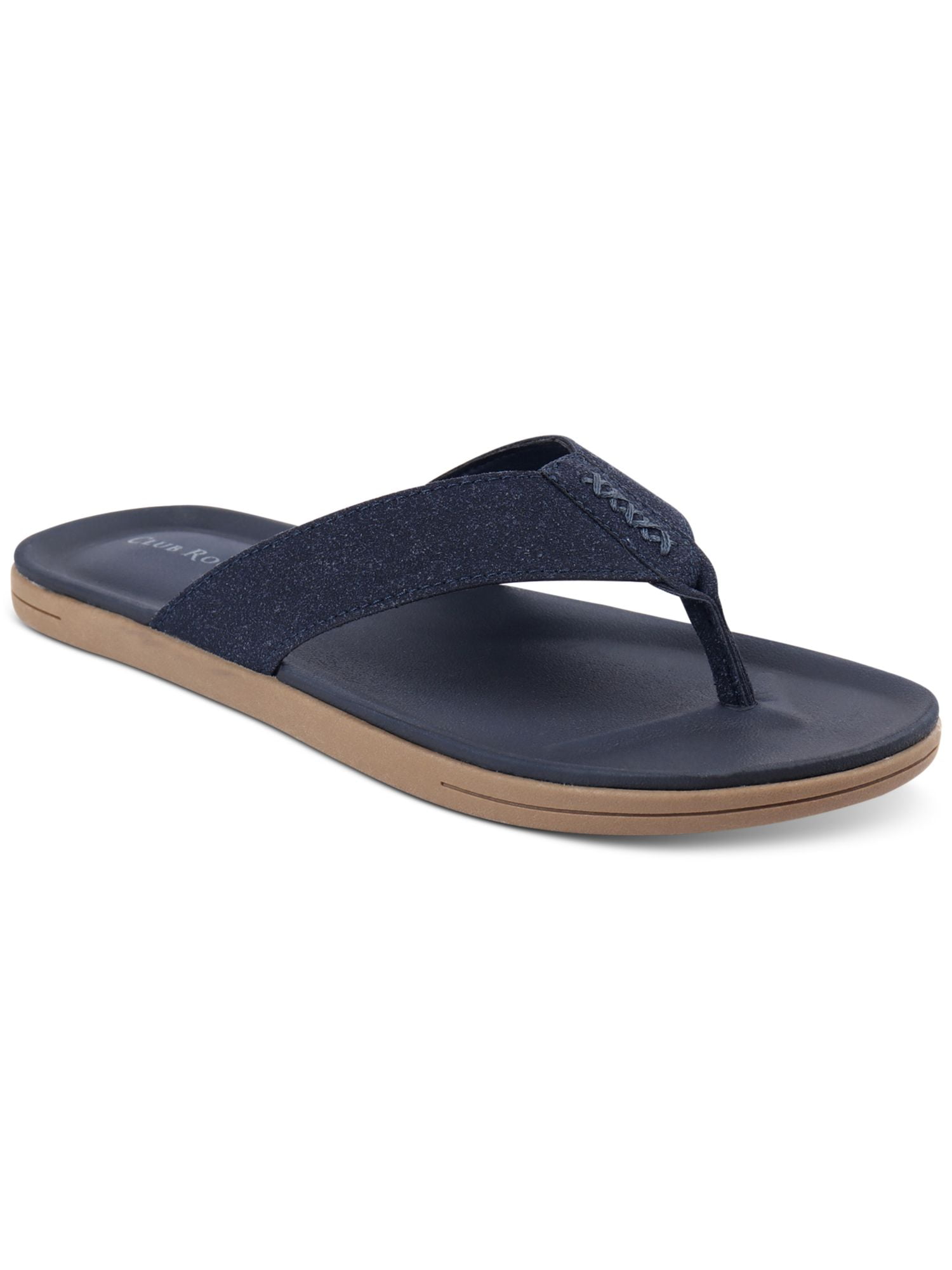 CLUBROOM Mens Navy Plaid Padded Riley Round Toe Slip On Flip Flop Sandal 10 M Clubroom CLUBROOM Mens Navy Plaid Padded Riley Round Toe  main image 2