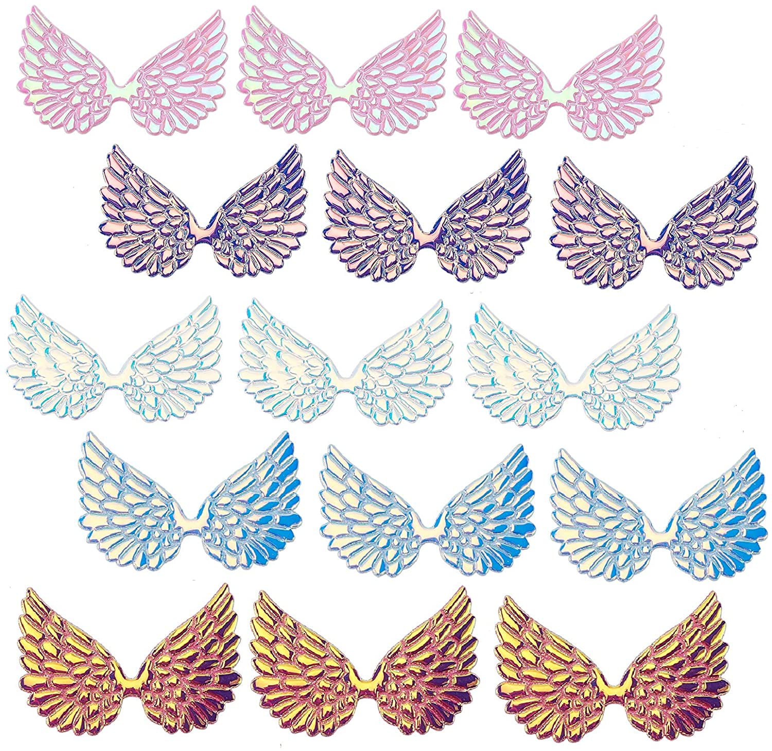 1Set 40pcs Laser Angel Wings Fabric Embossed Iridescent Wings Patches  Applique 5 Colors Mini Wings Crafts for DIY Craft Decoration Clothing  Ornament