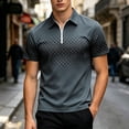 thumbnail image 2 of FRSASU Polo Shirts for Men Loose Fit Short Sleeve Contrast Color Print Quarter-Zip Golf Shirt Summer Spring Casual Tops Gray, 2 of 6
