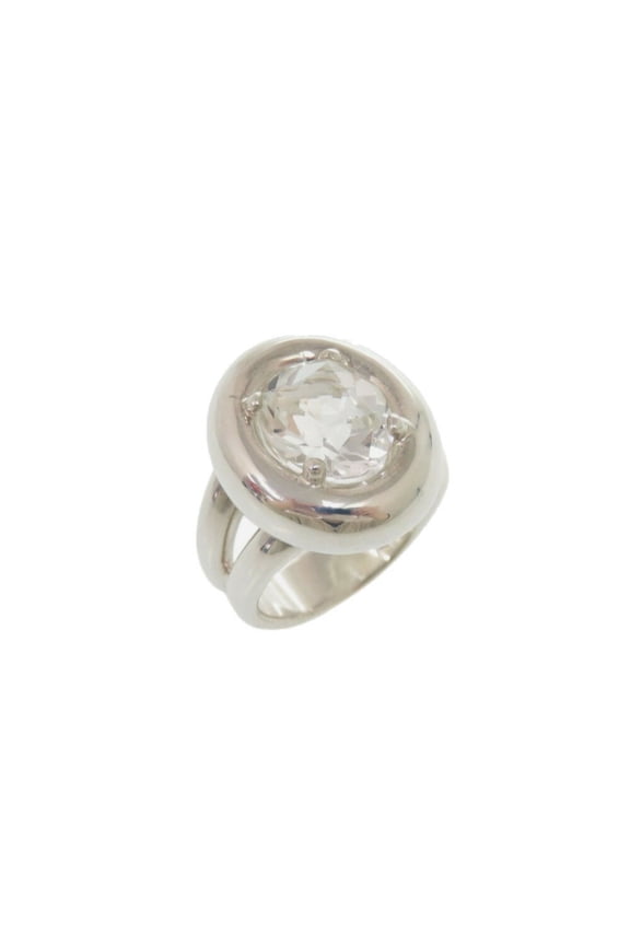 Pre-Owned Hermes Gaucho Silver 925 White Topaz Size 17 Ring 0267HERMES (Good)