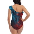 thumbnail image 5 of Picia Red And Blue Fire Pattern Women's One Piece Swimsuits,One Shoulder Swimwear Asymmetric ,Ruffle Monokinis Bathing Suits,High Waisted Flattering Bathing Suits-Medium, 5 of 8