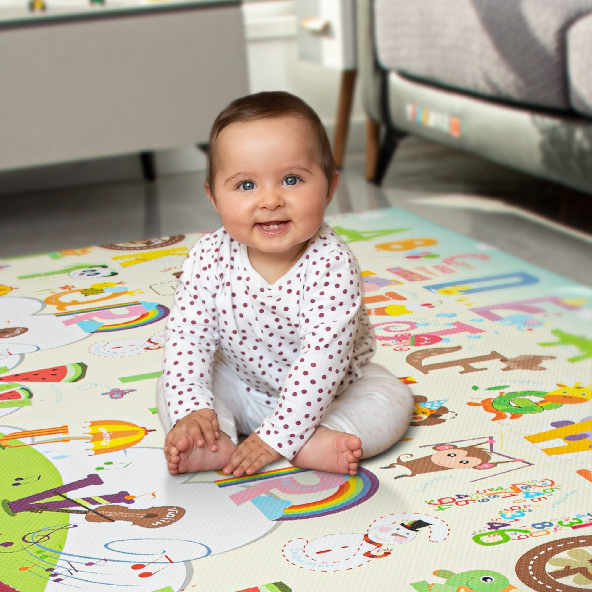 RAY STAR 55x90.5x0.39in Baby Play Mat, Reversible Foldable Crawling play mat Thickness Soft Mat