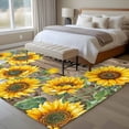 thumbnail image 4 of Non-Slip Rug Pad Rugs Watercolor Sunflower Blessed Quote Rectangle Area Rugs 5x7Ft Soft Carpet Pads for Living Room Kids Room, Farm Brown Wood Board, 4 of 9