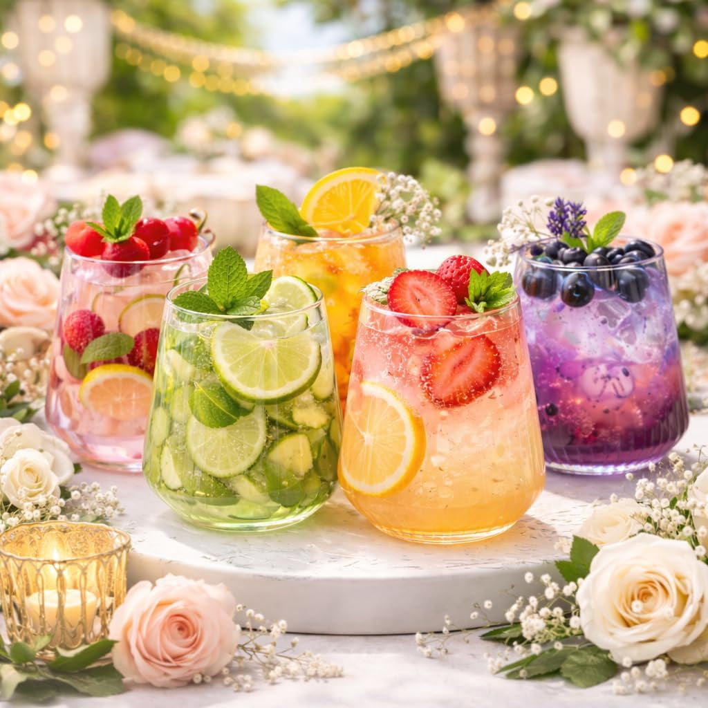 20 Pack Clear Plastic Wine Glasses, 12 oz Ripple Unbreakable Stemless Plastic Wine Champagne Whiskey Glasses Elegant Durable Disposable Indoor Outdoor Ideal for Home, Office, Bars, Wedding