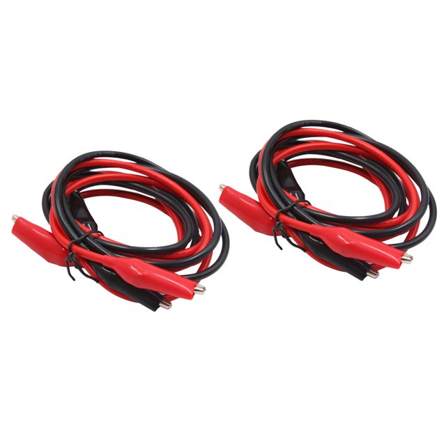 2 Par Pinza Cocodrilo de Cable de Prueba de Batería de Coche Doble Extremo Negro Rojo Unique Bargains Cable de prueba con pinza de cocodrilo