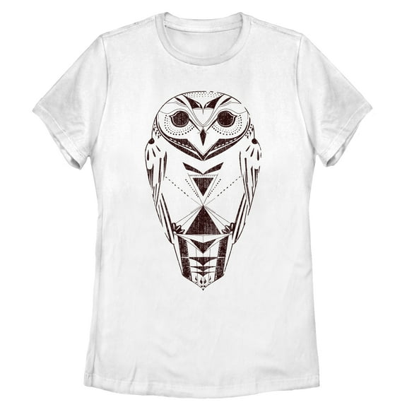 Women's Lost Gods Wise Owl Sketch Graphic Tee White Large