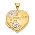 thumbnail image 1 of Médaillon Cœur Floral en Or Jaune 14K & Rhodium 18mm, 1 of 3