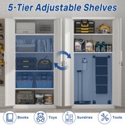 Marcree Metal Garage Storage Cabinets with Lock, 72 H White Storage Cabinet with Doors and Adjustable Shelves, Lockable File Cabinet, Steel Tool Cabinets for Home, Office, Garage, Shop, School