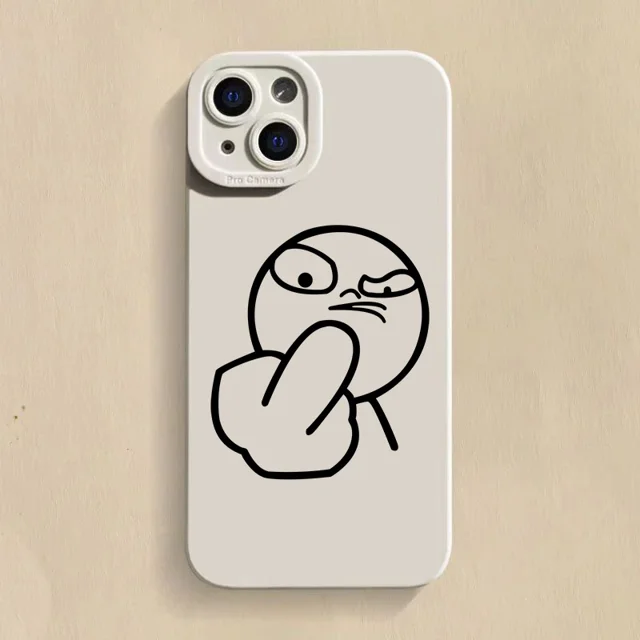 Phone Case For iPhone 14 Pro Max 15 11 12 13 Pro Mini XS XR X 7 8 Plus SE 2022 Funny Cartoon Man Soft Silicone Bottom Cover White M100 iPhone 15 Pro