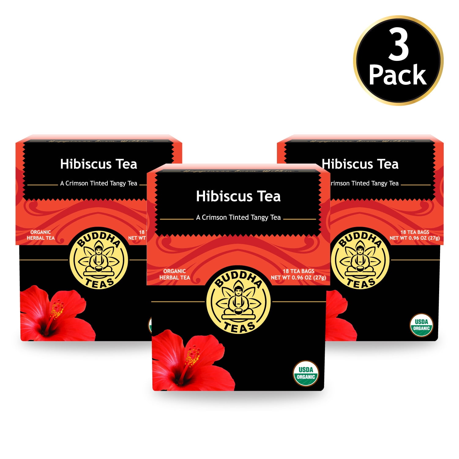 Buddha Teas Hibiscus Tea Organic Herbal Calming Tea Bags for Stress
