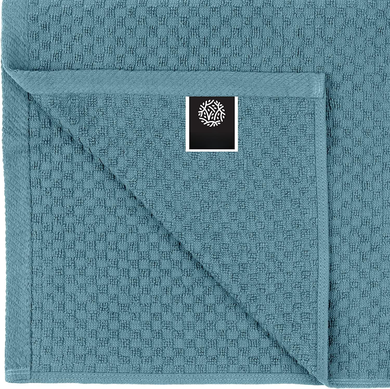 Super Absorbent Kitchen Towels 12 Pack - Premium 100% Cotton  450gsm Thick Machine Washable Aqua Dish For Drying Cleaning Dobby Weave Unmatched Quality
