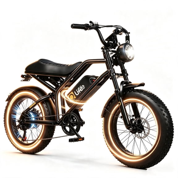 Spark Electric Bike for Adults, 750W Motor Over 28 MPH(Unlock to 35MPH) EBike, 20" Fat Tires with Dual Suspension & Brakes Motorcycle Black