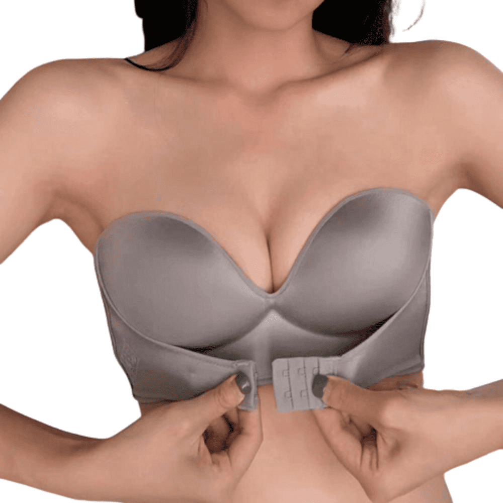 Strapless Bra with Clear Back Invisible Strap Push Up Padded