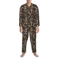 thumbnail image 3 of Honeii Mushroom Garnish Pattern Mens Pajamas Set,2pcs Men's Lounge Long Sleeve Sleep Shirt and Pajama Bottoms Sleepwear Set,Mens Pjs Sets-X-Large, 3 of 7