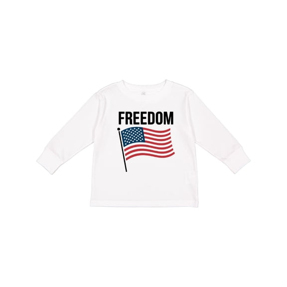Inktastic Freedom American Flag Boys or Girls Long Sleeve Toddler T-Shirt