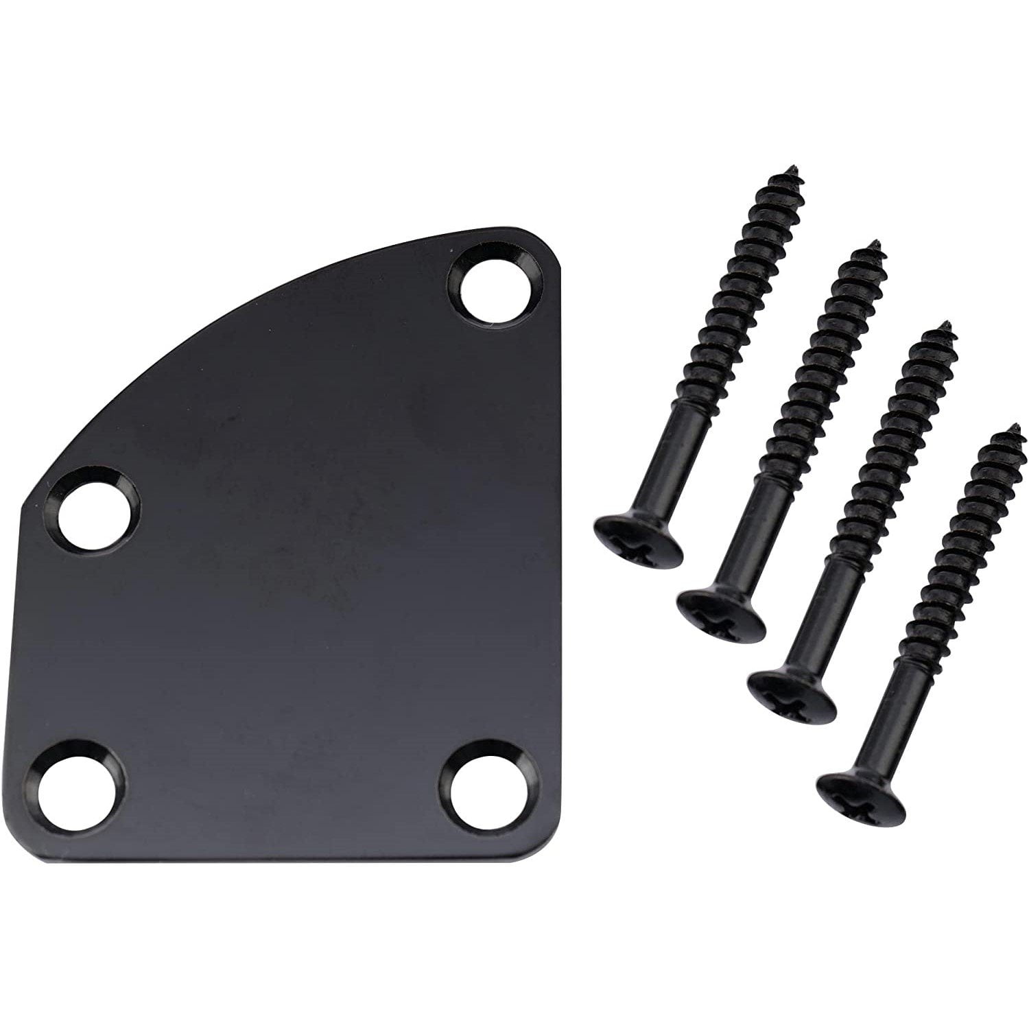 Black Electric Guitar Neck Plate Neckplate 4 Mounting Screws High Quality Curved