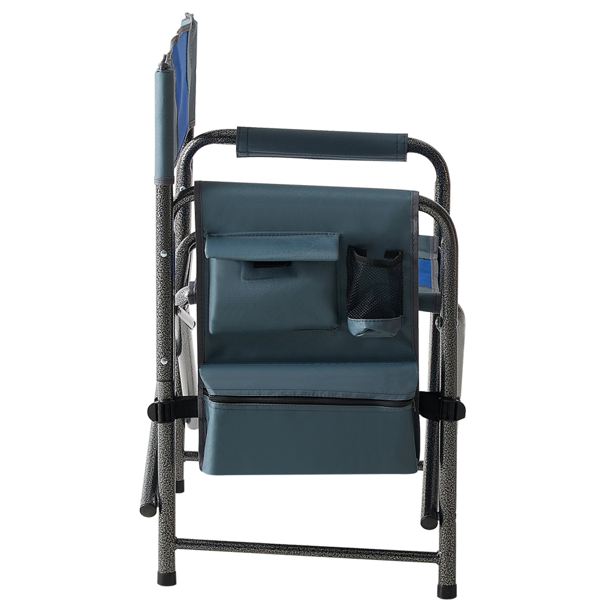 2 Pack Oversized Outdoor Folding Chair with Storage Pockets, Lightweight Camp Chair for indoor, Outdoor Camping, Picnics and Fishing, Blue+Grey