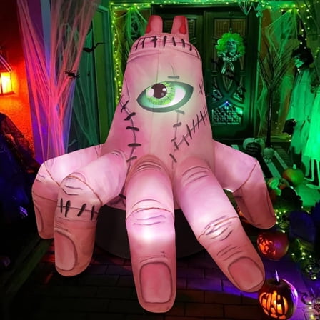 COMIN 6 FT Halloween Inflatables Hand Outdoor Decorations Scary Blow up Hand with Built-in LEDs for Indoor Party Garden Lawn Yard Decor
