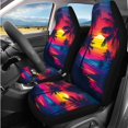 thumbnail image 2 of Yuyamidu Sunset Auto Seat Covers Seaside Steering Wheel Cover Seatbelt Strap Pad Armrest Cover Pad Cup Holders Key Chain Headrest Covers Car Accessories Set of 14, 2 of 7