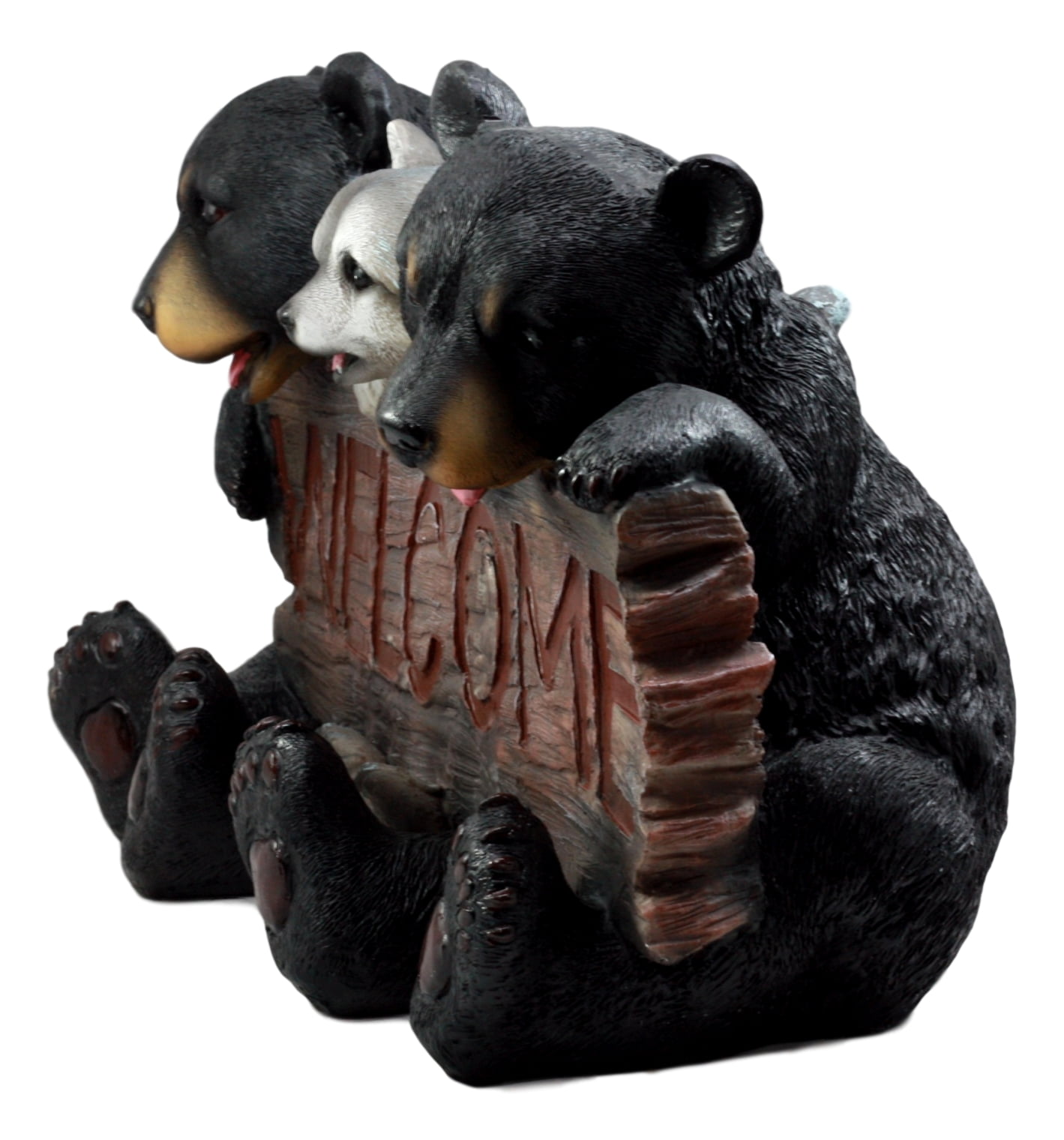 Ebros 16 Long Forest Welcome Sign Twin Black Bears And Racoon Garden Greeter Outdoor Decorative Statue Walmart Com Walmart Com