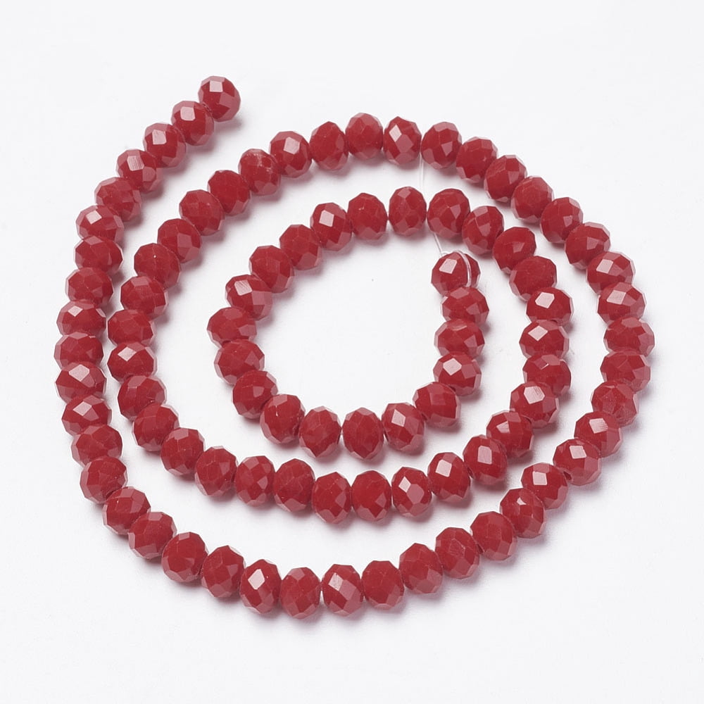 10 strand Opaque Solid color Glass Beads Strands Faceted Rondelle FireBrick 10x8mm Hole: 1mm 60~61pcs/strand 46~48cm