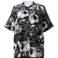 thumbnail image 1 of A Personal Touch Women's Plus Size Short Sleeve Button-Up Print Blouse with Pleats - Black & White Blossoms - 1X, 1 of 3