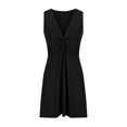 thumbnail image 4 of FcBaudy Robe Sans Manches à Col en V, Robes pour Femmes, Robes d'Été pour Femmes Robe d'Été Unie à Taille Élastique Sans Manches pour la Plage, 4 of 6