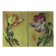 thumbnail image 1 of Country Cutting Board, Painting of Curving Tulips Romantic Dramatic Blooming Flower Retro Art Print, Decorative Tempered Glass Cutting and Serving Board, Large Size, Pink Yellow Green, by Ambesonne, 1 of 1