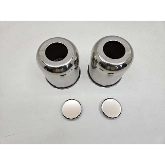 2- Stainless Steel Trailer Wheel Center Hub Cap Covers / 4.25 Bore / Chrome Cap