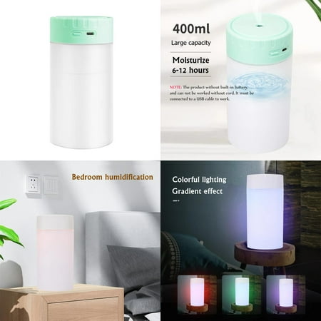 

USB Ultrasonic Air Humidifier Ultrasonic Cool Mist Maker Fogger with Colorful LED Light Aromatherapy Diffuser Car 400ml