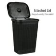 thumbnail image 5 of Mind Reader 60L Slim Laundry Hamper, Clothes Basket, Lid, Linen Design, Plastic, Black, 5 of 7