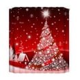 thumbnail image 4 of Cortina de ducha de poliéster con estampado digital de árbol de Navidad para baño, juego de alfombrillas para el suelo, 4 of 4