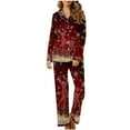 thumbnail image 2 of Christmas Pajamas Women 2 Piece Pant Sets Snowflake Print Long Sleeve Button Up Shirt with Bottoms Pjs Outfits, Xmas #G XL, 2 of 5