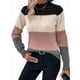 thumbnail image 2 of Suéteres de Bloque de Color para Mujer, Blusas de Larga con Cuello Alto, Suéter de Punto Holgado. Rosa XL, 2 of 7