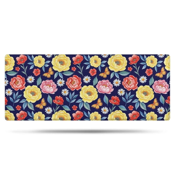 Pioneer Flower Floral Print Pattern Bathroom Rugs Mat, Non Slip Microfiber Bathroom Rug with Rubber Backing, Soft Mats for Bathroom Floor Tub Shower, 24"x60"