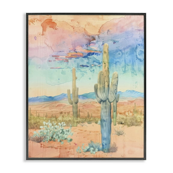 Stupell Industries Pastel Desert Sky Landscape & Nature Painting Black Framed Art Print Wall Art, 11 x 14