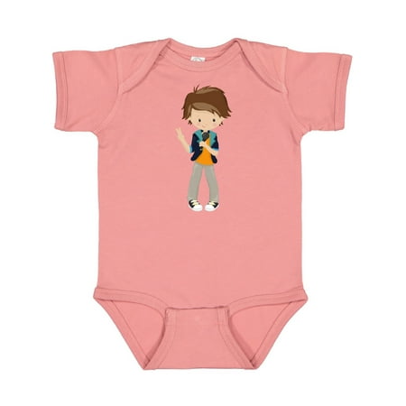 

Inktastic Rock Boy Brown Hair Band Singer Microphone Gift Baby Boy Bodysuit