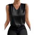 thumbnail image 4 of Frontwalk Women T Shirts Satin Silk Summer Top V Neck Tank Tops Ladies Casual Vest Sleeveless Black M, 4 of 6